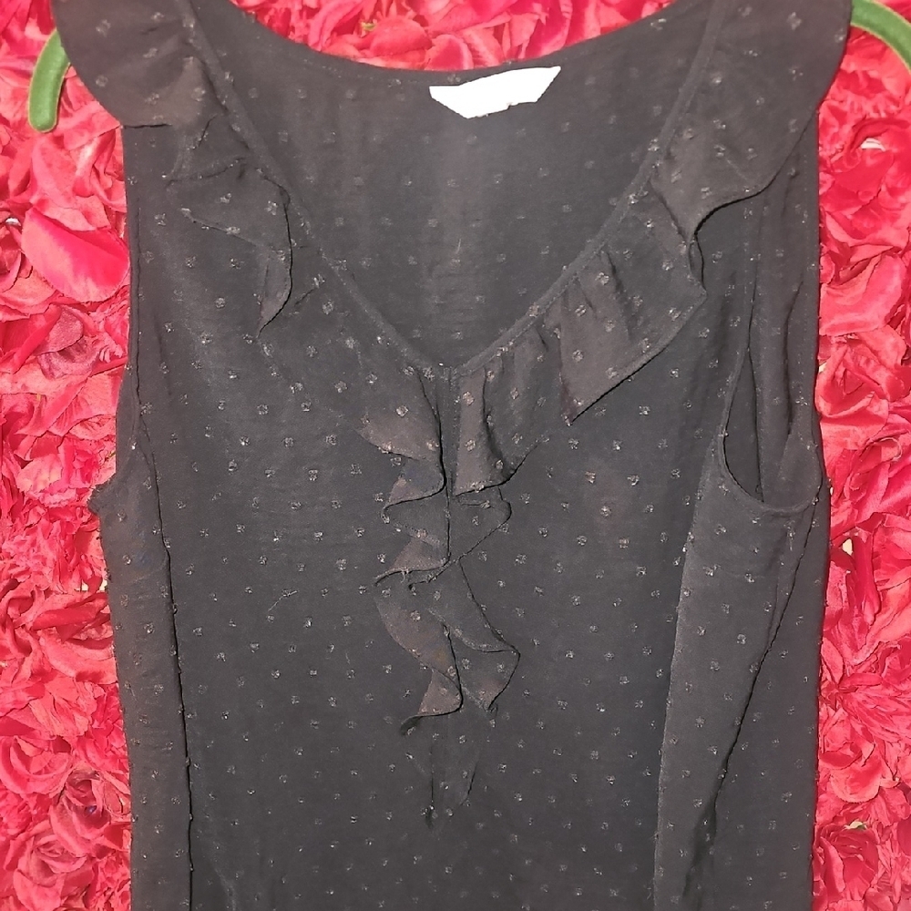 LC Lauren Conrad Elegant Black Ruffle Tank Top Size Xlarge